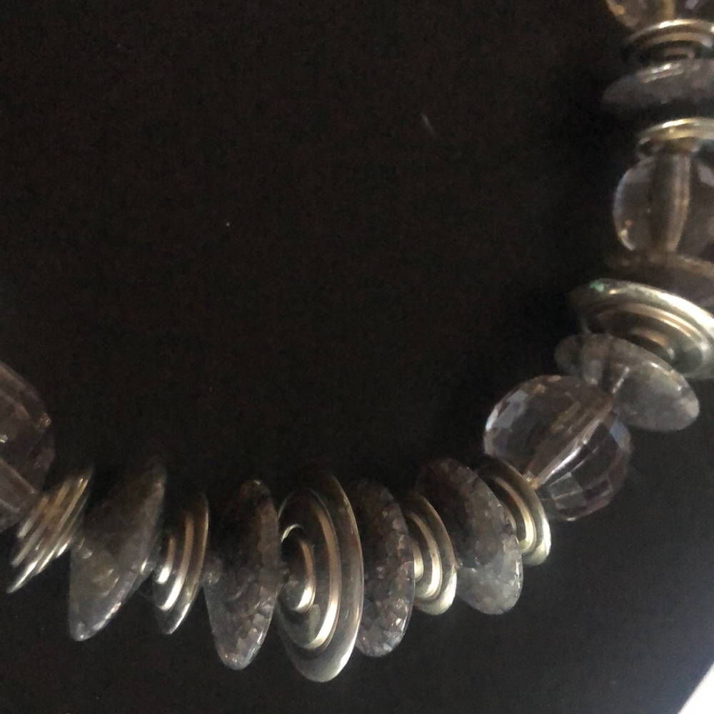 Beautiful necklace w/unique beads in many shapes. 16.5 inch plus 3 inch extender